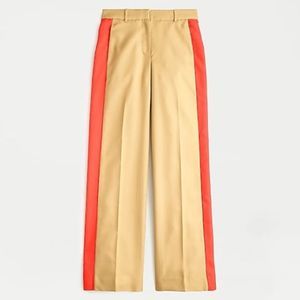 J Crew NWT Wide Leg Tan Pant with Red Tuxedo Stripe Womens Size 8